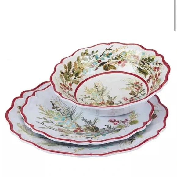 Christmas gatherings melamine 12 piece dinnerware set - Picture 2 of 8